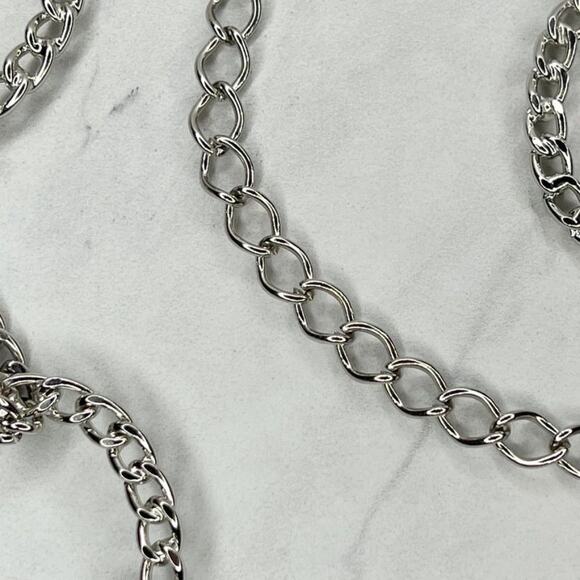Silver Tone Open Circle Hoop Metal Chain Link Belt Y2K Festival ✨ - Picture 10 of 12